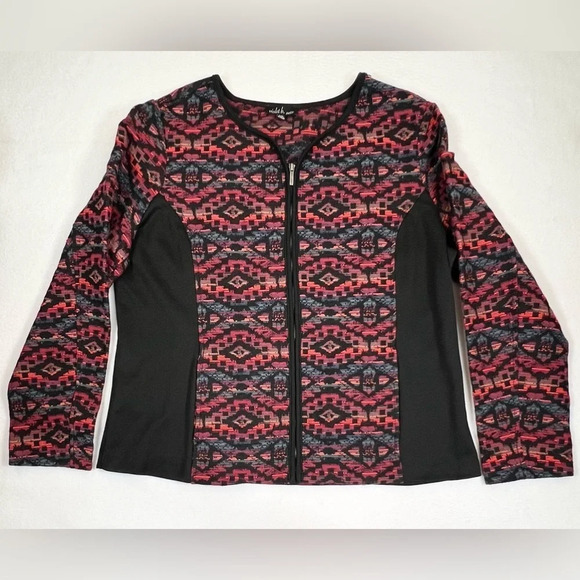 VIOLET B PETITE Long Sleeve Full Zip Aztec Embroidered Geometric Sweater‎ PXL - Picture 8 of 14